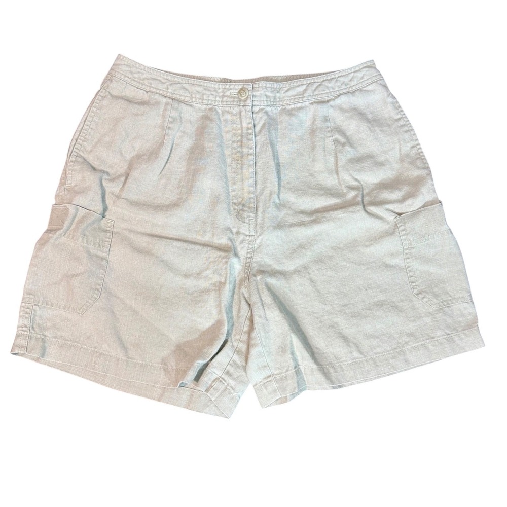 J Jill Womens 100% Hemp Cargo Shorts 10 Tan Beige Utility Pockets Natural Fiber
